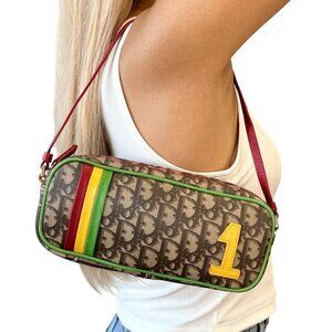 Christian Dior Vintage 2004 Rasta Line Trotter Monogram Shoulder Bag [105985]